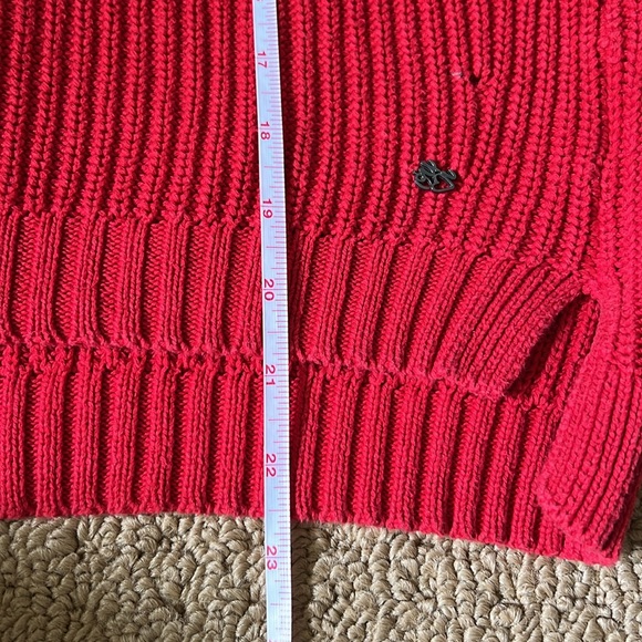 Oui Red Cotton Knit Pullover 6 - Picture 7 of 7